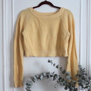 Yellow cotton cropped sweater